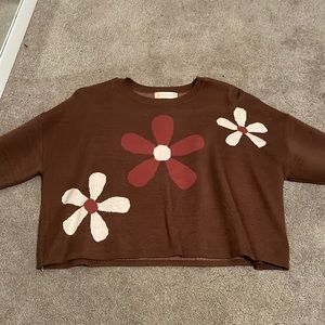 Small altard state brown floral sweater
